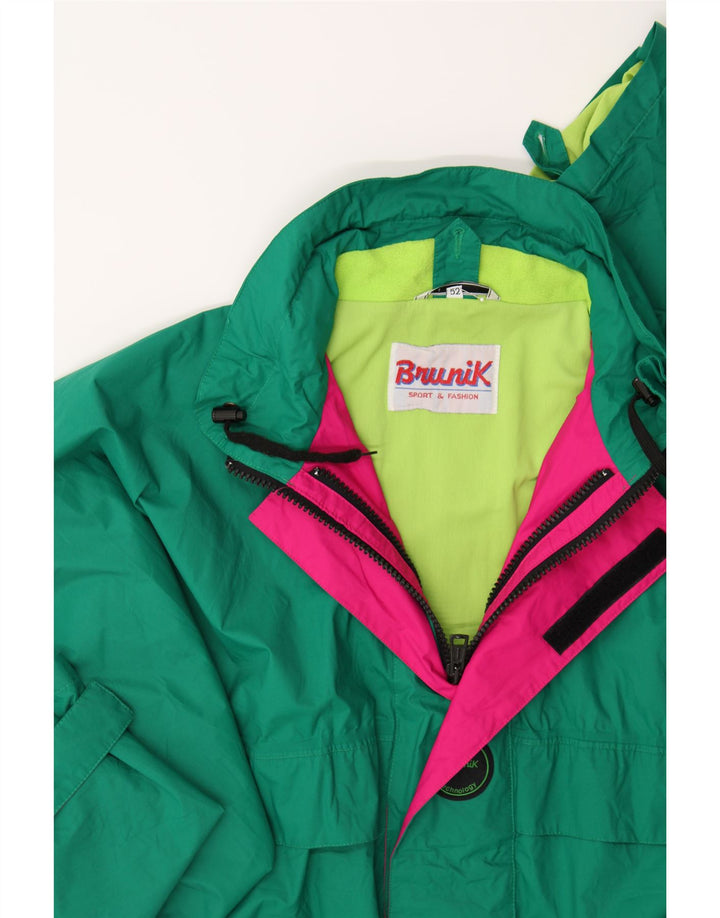 BRUNIK Mens Interchange Hooded Windbreaker Jacket IT 52 XL Green Vintage Brunik and Second-Hand Brunik from Messina Hembry 