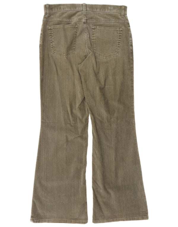 Marks & Spencer Womens Flare Corduroy Trousers UK 14 Large W32 L30 Khaki
