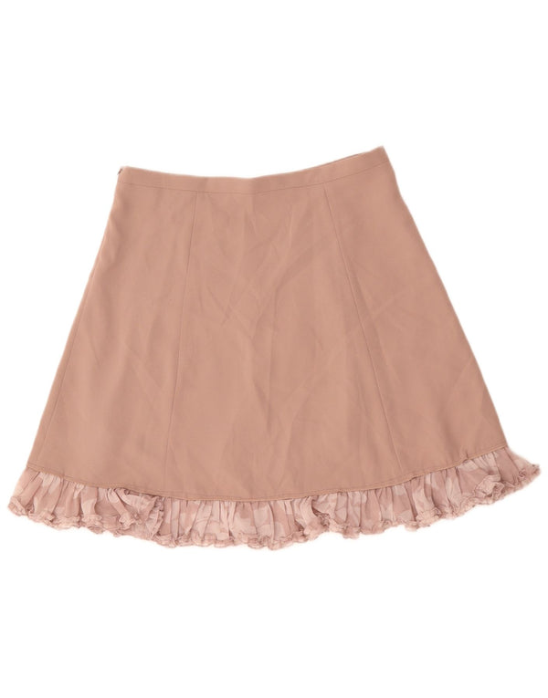 BENETTON Damska spódnica w kształcie litery A UK 14 duża W34 różowy kwiatowy poliester