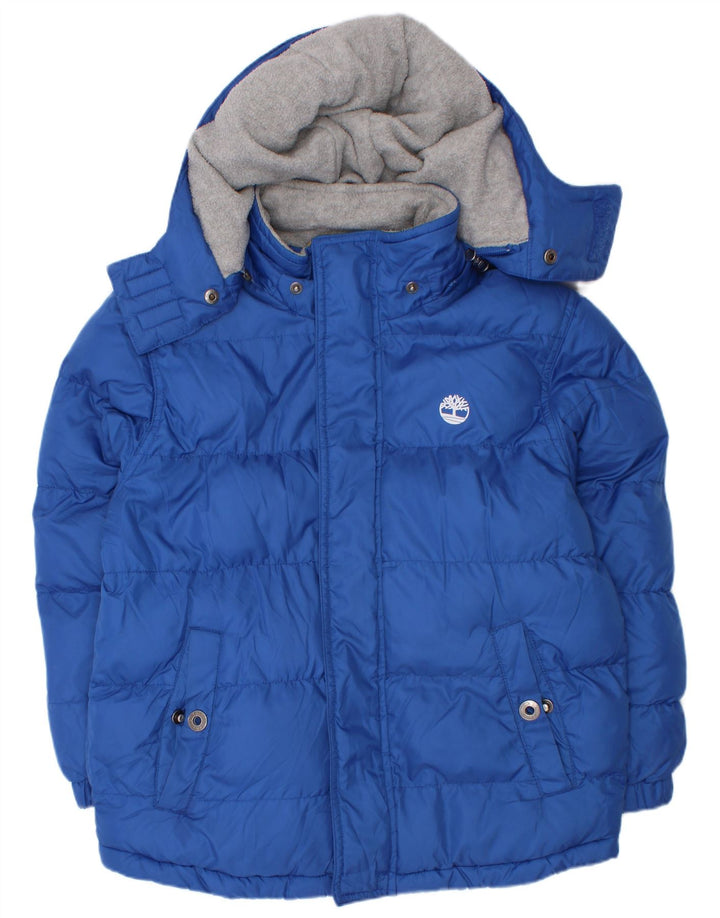 Chłopięca wyściełana kurtka z kapturem Timberland 7-8 lat, niebieski poliester