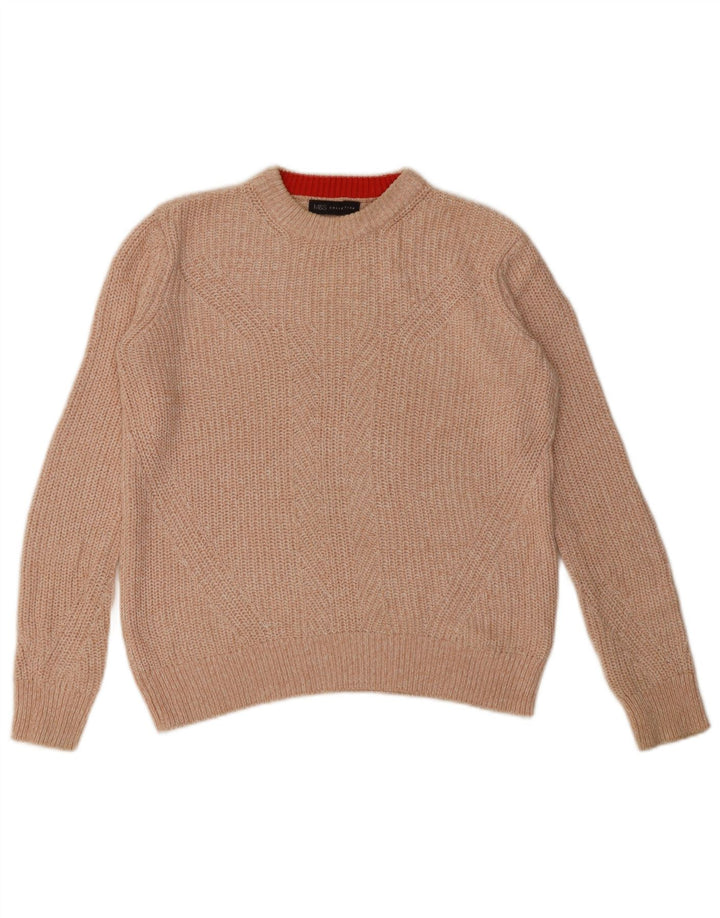 Marks & Spencer Damski sweter z okrągłym dekoltem, UK 10, mały, pomarańczowy, nakrapiany