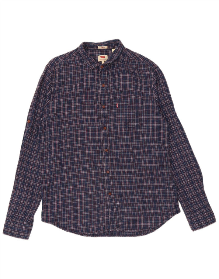 Koszula męska Levi's Slim Fit, duża, bawełniana w granatową kratę