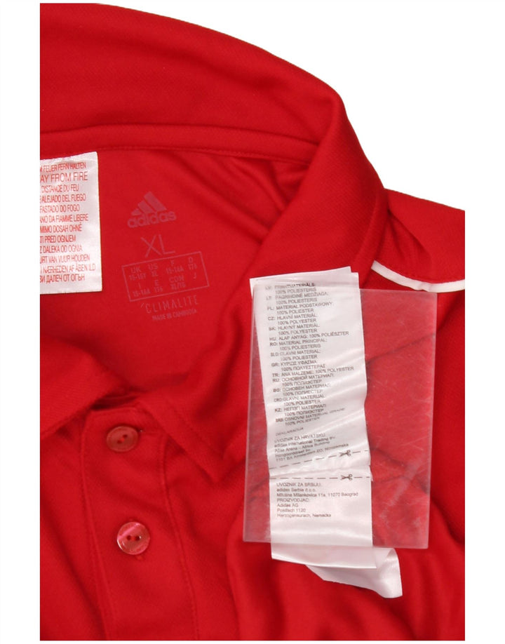 ADIDAS Boys Climalite Polo Shirt 15-16 Years XL Red Polyester