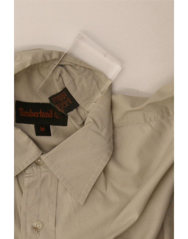 Męska koszula Timberland o luźnym kroju z krótkim rękawem, średnia bawełna khaki