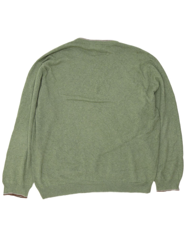 Męski sweter z okrągłym dekoltem Chaps o regularnym kroju, 2XL, zielona bawełna