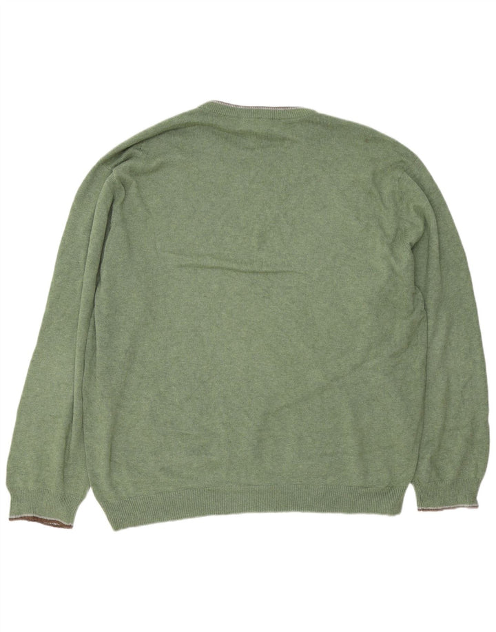Męski sweter z okrągłym dekoltem Chaps o regularnym kroju, 2XL, zielona bawełna