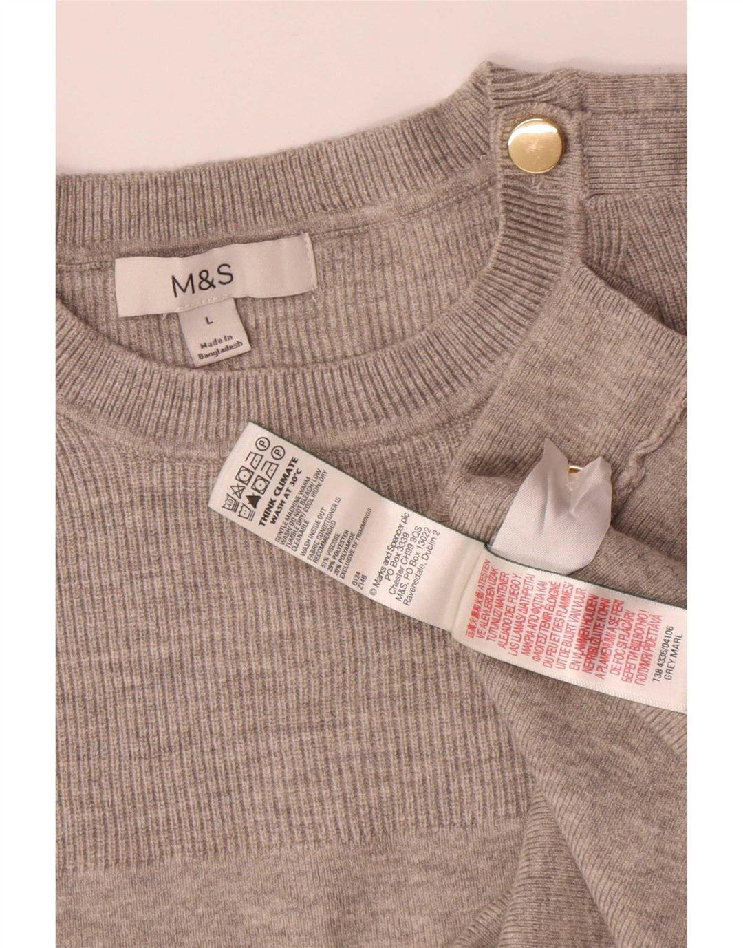 Marks & Spencer Damski sweter oversize z okrągłym dekoltem, UK 16, duży, szary