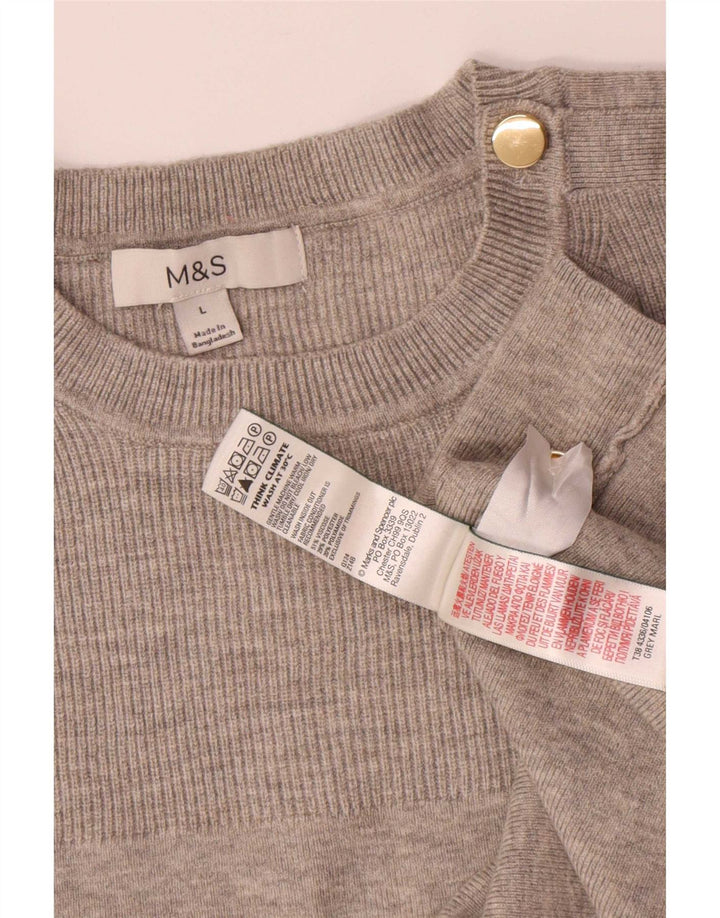 Marks & Spencer Damski sweter oversize z okrągłym dekoltem, UK 16, duży, szary