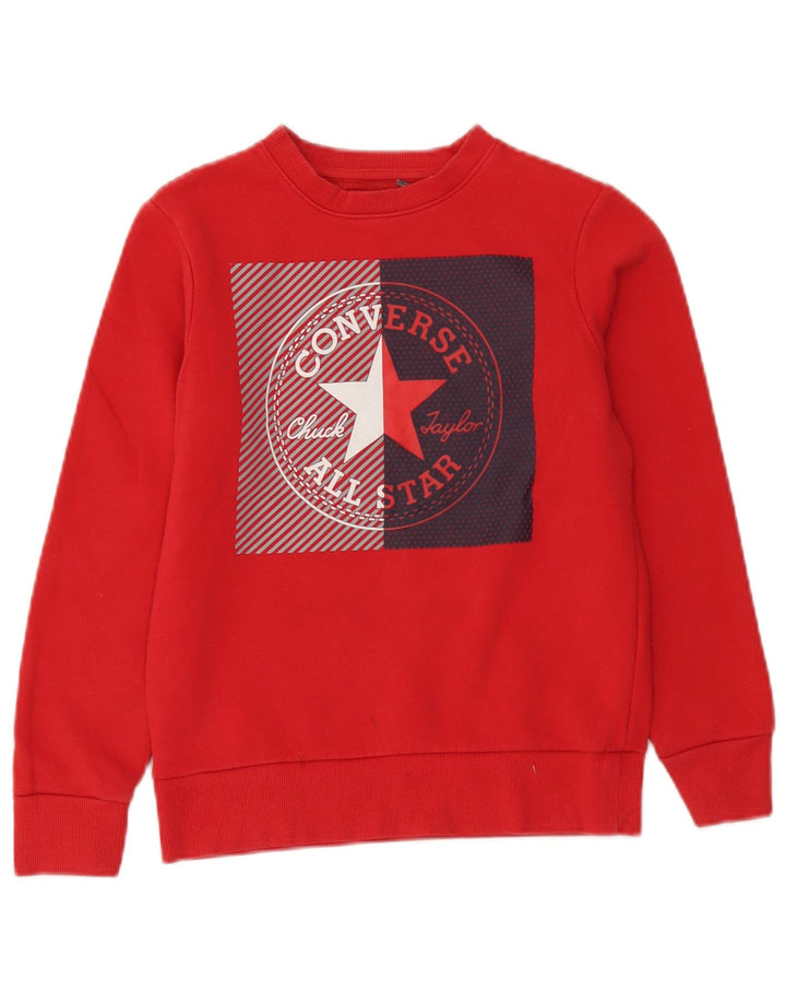 Converse Chłopięcy sweter z grafiką, 10-11 lat, średni czerwony, bawełniany