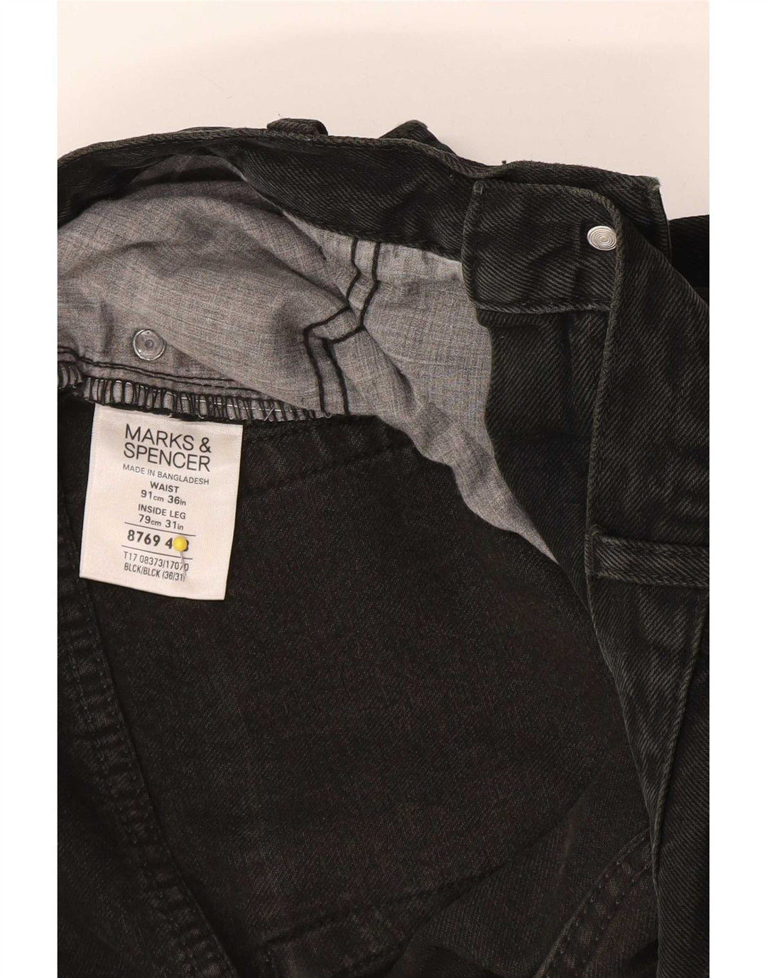 Marks & Spencer Męskie niebieskie dżinsy Harbor Straight W36 L31 Czarne bawełniane