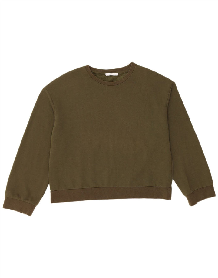 Damski sweter oversize Zara UK 10, mały, bawełniany khaki