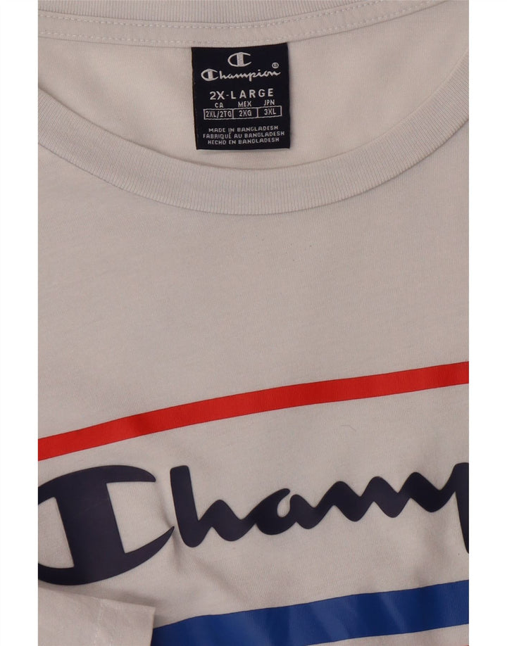 CHAMPION Mens Graphic T-Shirt Top 2XL White Vintage Champion and Second-Hand Champion from Messina Hembry 
