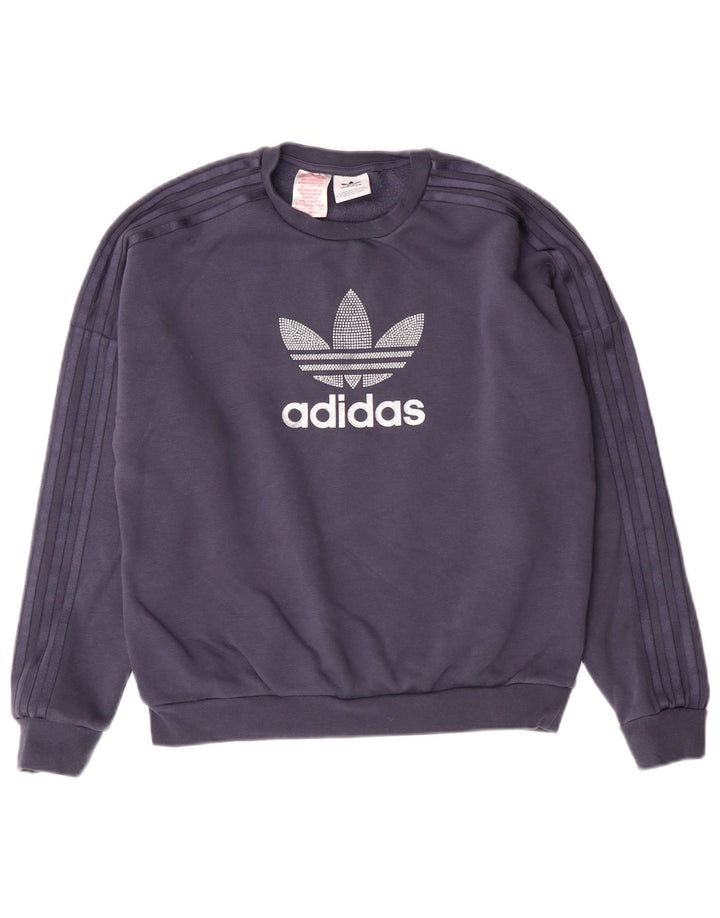 Damska bluza ADIDAS Graphic Jumper UK 12 Średni granatowy, bawełniany
