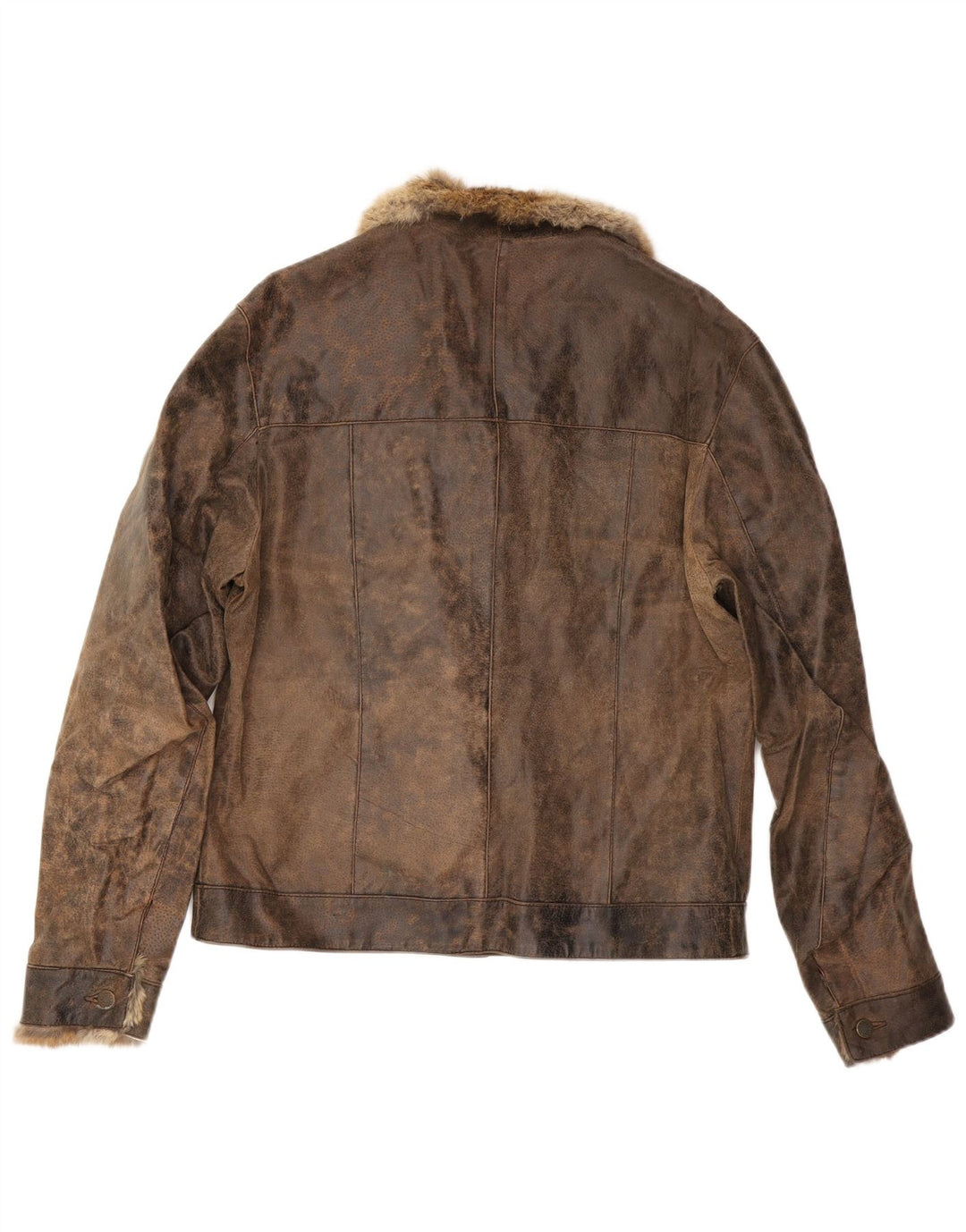 MAYS Męska kurtka skórzana UK 40 duża brązowa skóra