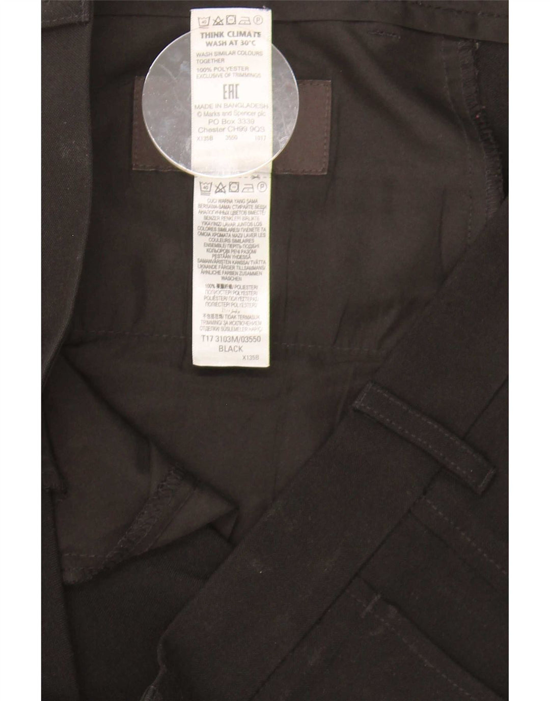 Męskie spodnie Chino Marks & Spencer W34 L33 Czarny poliester