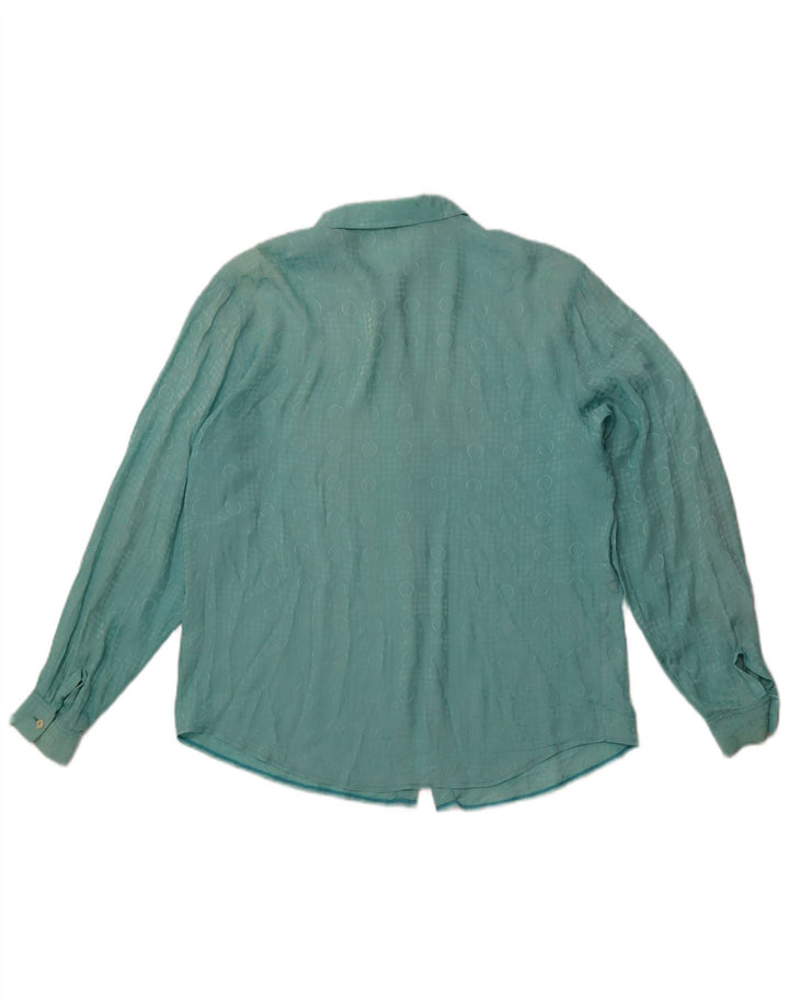 Damska bluzka koszulowa VINTAGE IT 48 XL Niebieski geometryczny octan