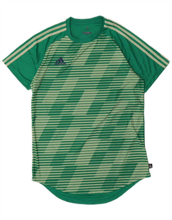 Męska koszulka ADIDAS Climalite z poliestru w duże zielone paski