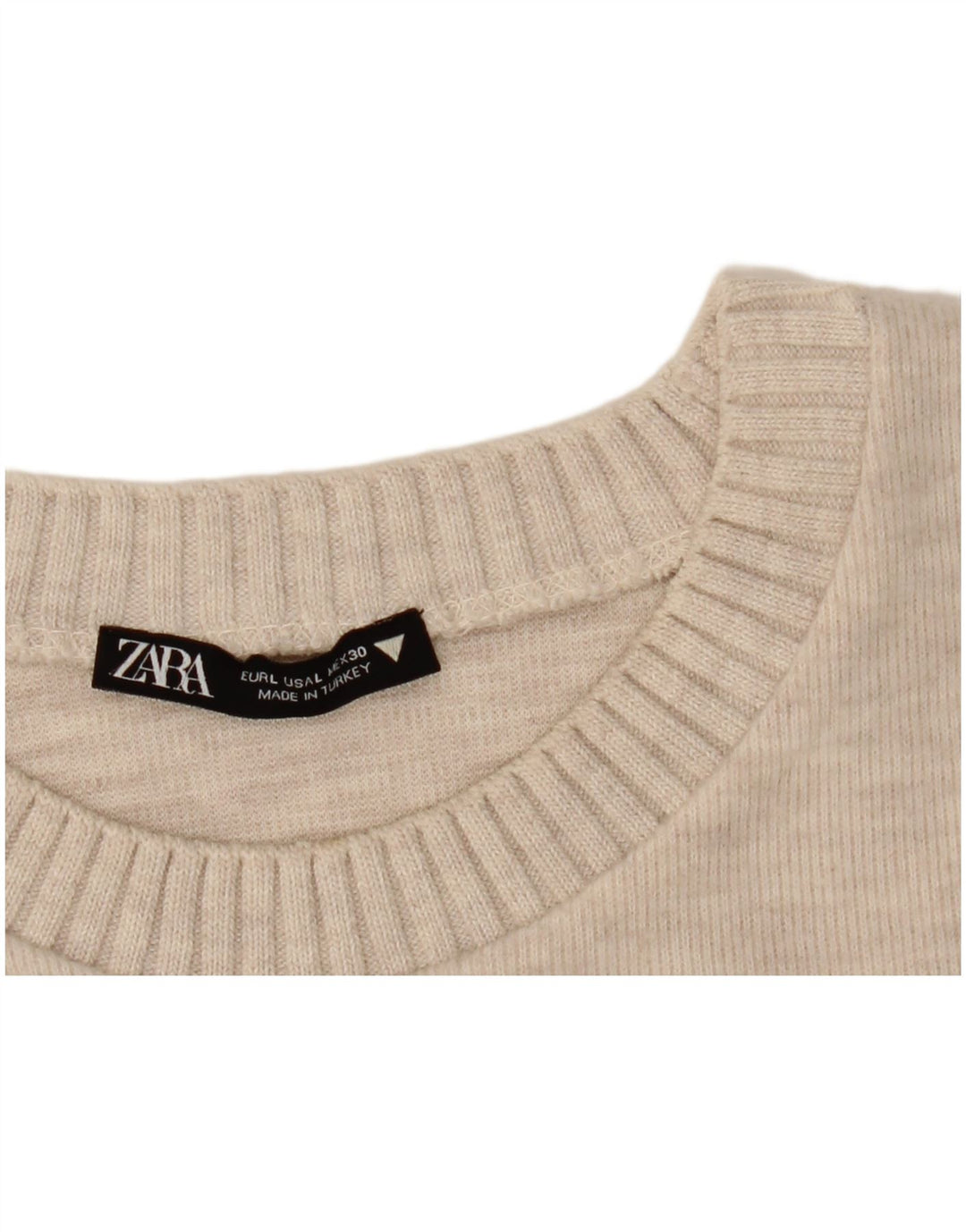 Sweter damski Zara z okrągłym dekoltem UK 16, duży, beżowy