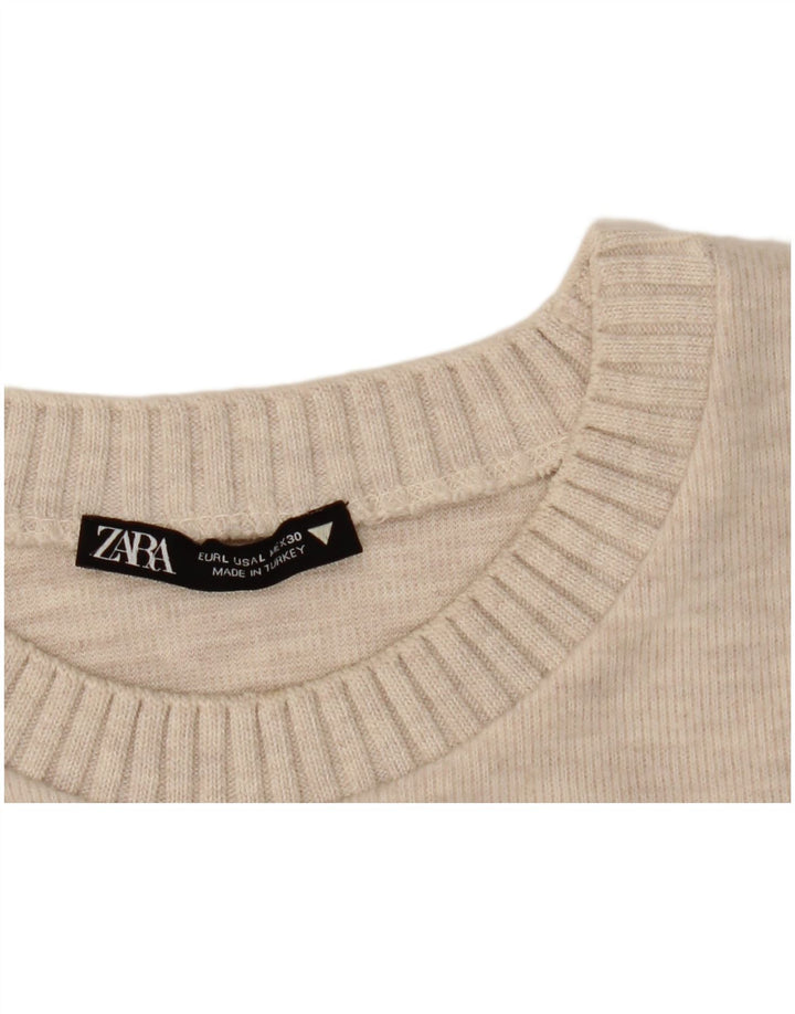 Sweter damski Zara z okrągłym dekoltem UK 16, duży, beżowy