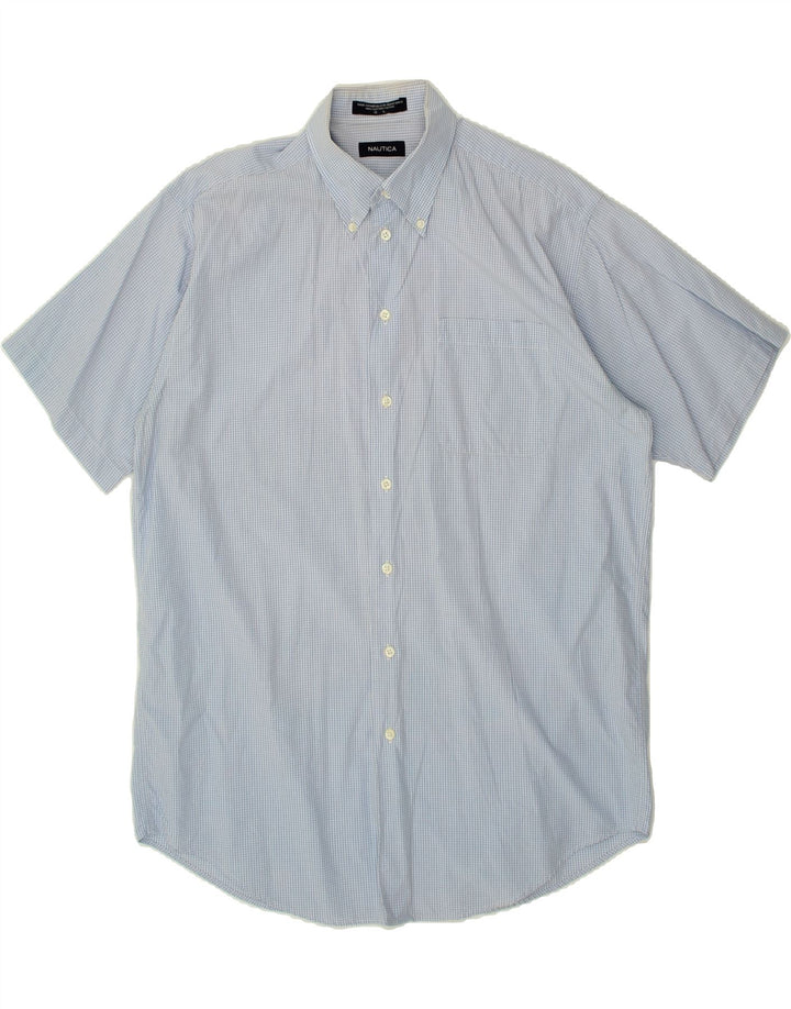 NAUTICA Mens Short Sleeve Shirt Size 16 Large Blue Gingham Cotton Vintage Nautica and Second-Hand Nautica from Messina Hembry 