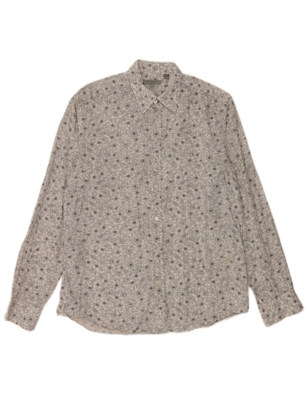 Koszula męska TED BAKER, rozmiar 3, średnia, biała, bawełniana w kwiaty