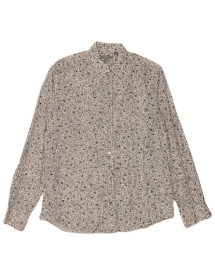 Koszula męska TED BAKER, rozmiar 3, średnia, biała, bawełniana w kwiaty