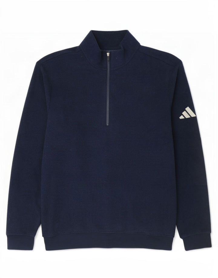 Męska bluza polarowa Adidas z zamkiem błyskawicznym, średni granatowy poliester