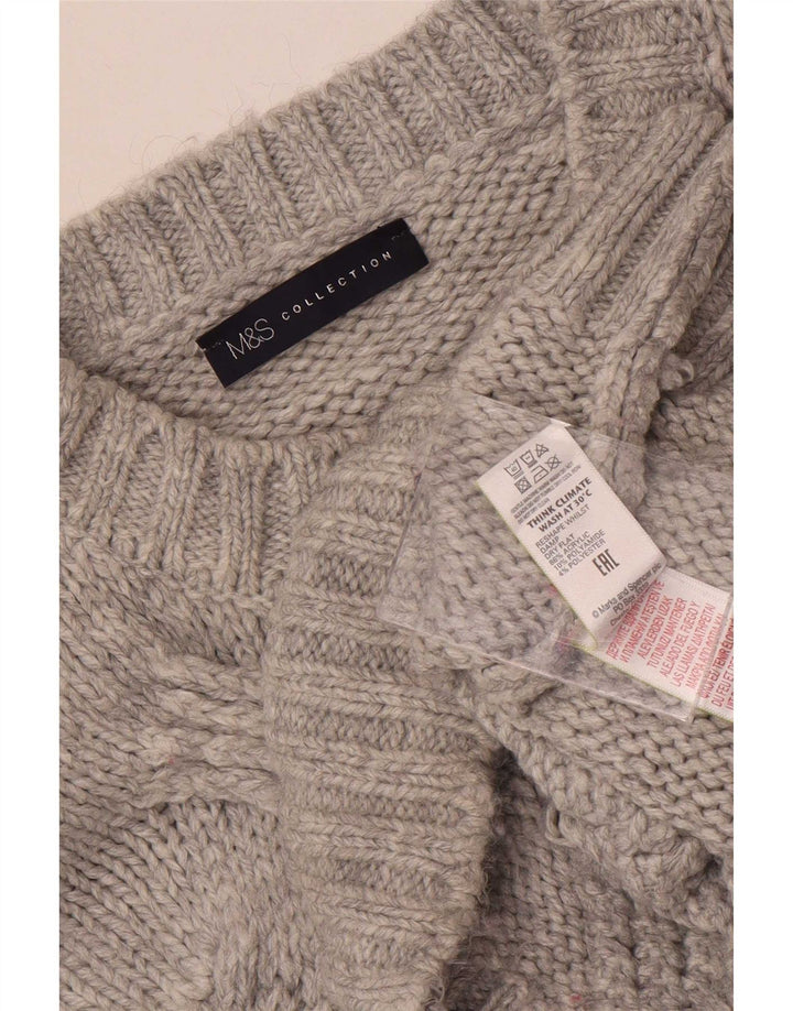 Marks & Spencer Damski sweter oversize z okrągłym dekoltem, UK 10, mały, szary
