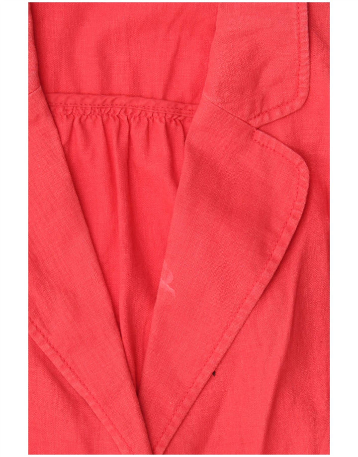 Marks & Spencer Damska marynarka z rękawem 3/4 i zapinanym na 1 guzik, UK 18 XL, czerwona lniana