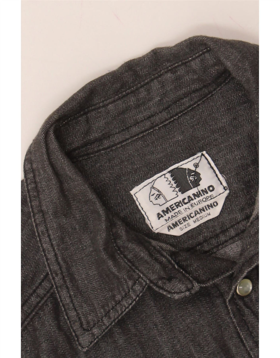 AMERICANINO Mens Denim Shirt Medium Grey Cotton Vintage Americanino and Second-Hand Americanino from Messina Hembry 