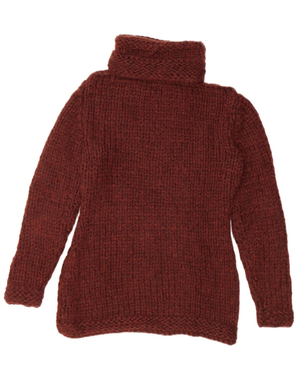 Sweter damski w stylu vintage z golfem UK 10 Small Burgundy