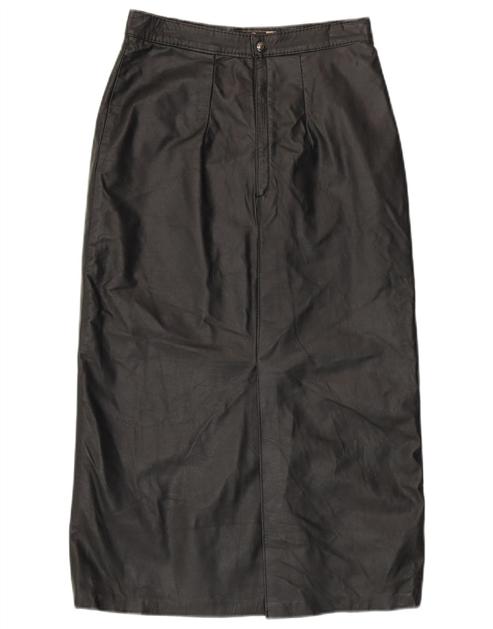 Vintage damska spódnica skórzana z wysokim stanem EU 42, duża czarna skóra