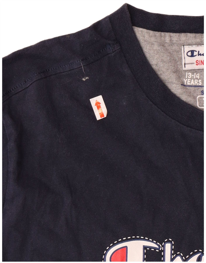 Chłopięcy top z grafiką Champion z długim rękawem 13-14 lat XL, granatowy, bawełniany