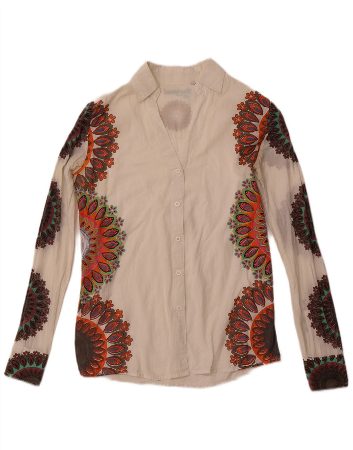 Damska koszula graficzna DESIGUAL UK 6 XS, biała, bawełniana paisley