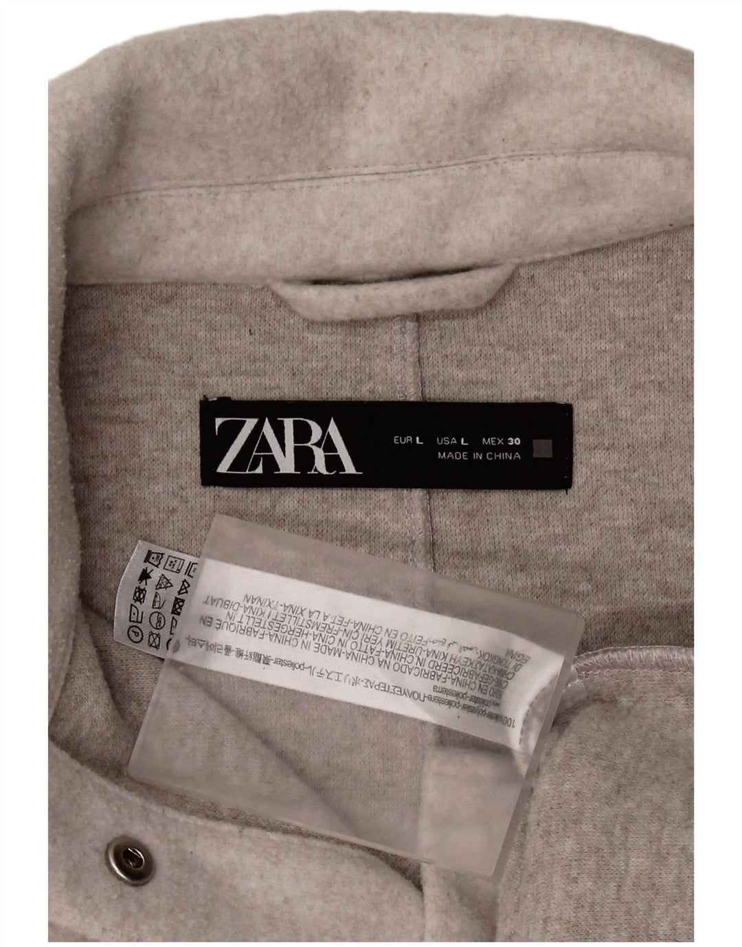 Damska koszula polarowa oversize Zara Shacket UK 16, duża, szara, poliester