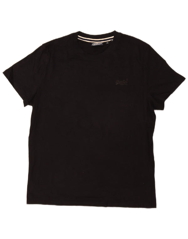 SUPERDRY Mens T-Shirt Top 3XL Black Cotton