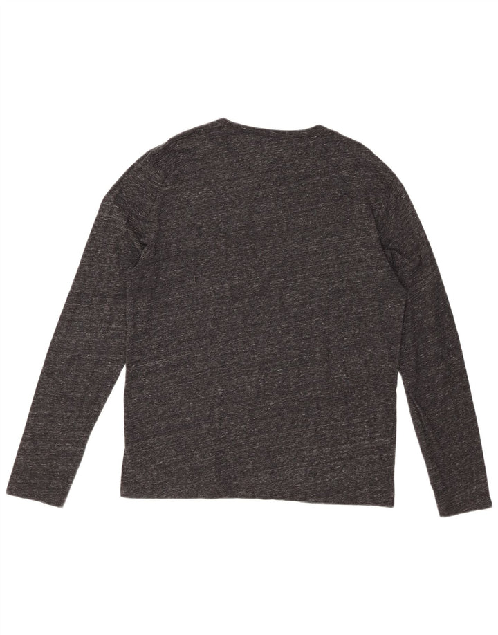 JACK WILLS Męski top z długim rękawem, duży, szary, bawełniany w cętki