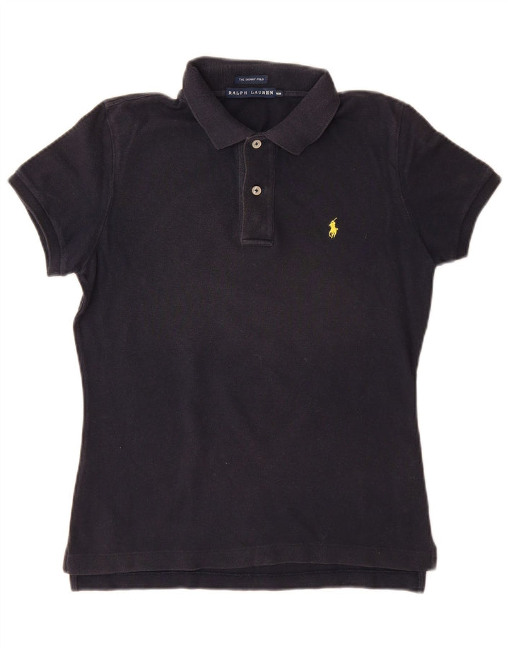 RALPH LAUREN Damska obcisła koszulka polo UK 12, średnia, granatowa, bawełniana
