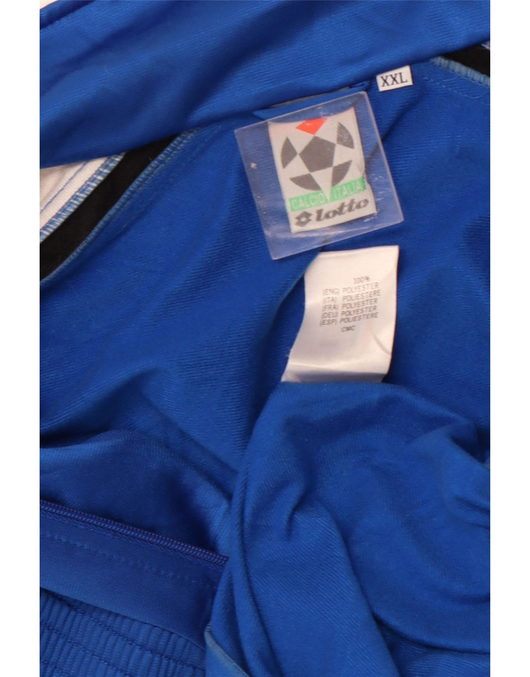Męska kurtka dresowa LOTTO z grafiką 2XL Niebieski poliester z blokami kolorów