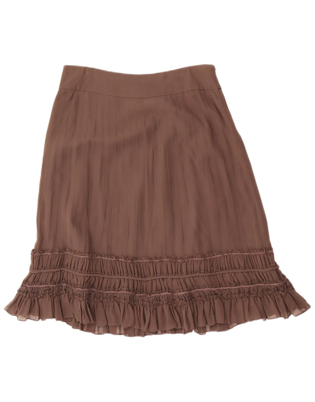 Damska spódnica z falbaną Fenn Wright Manson UK 12 Medium W32 Brązowy jedwab