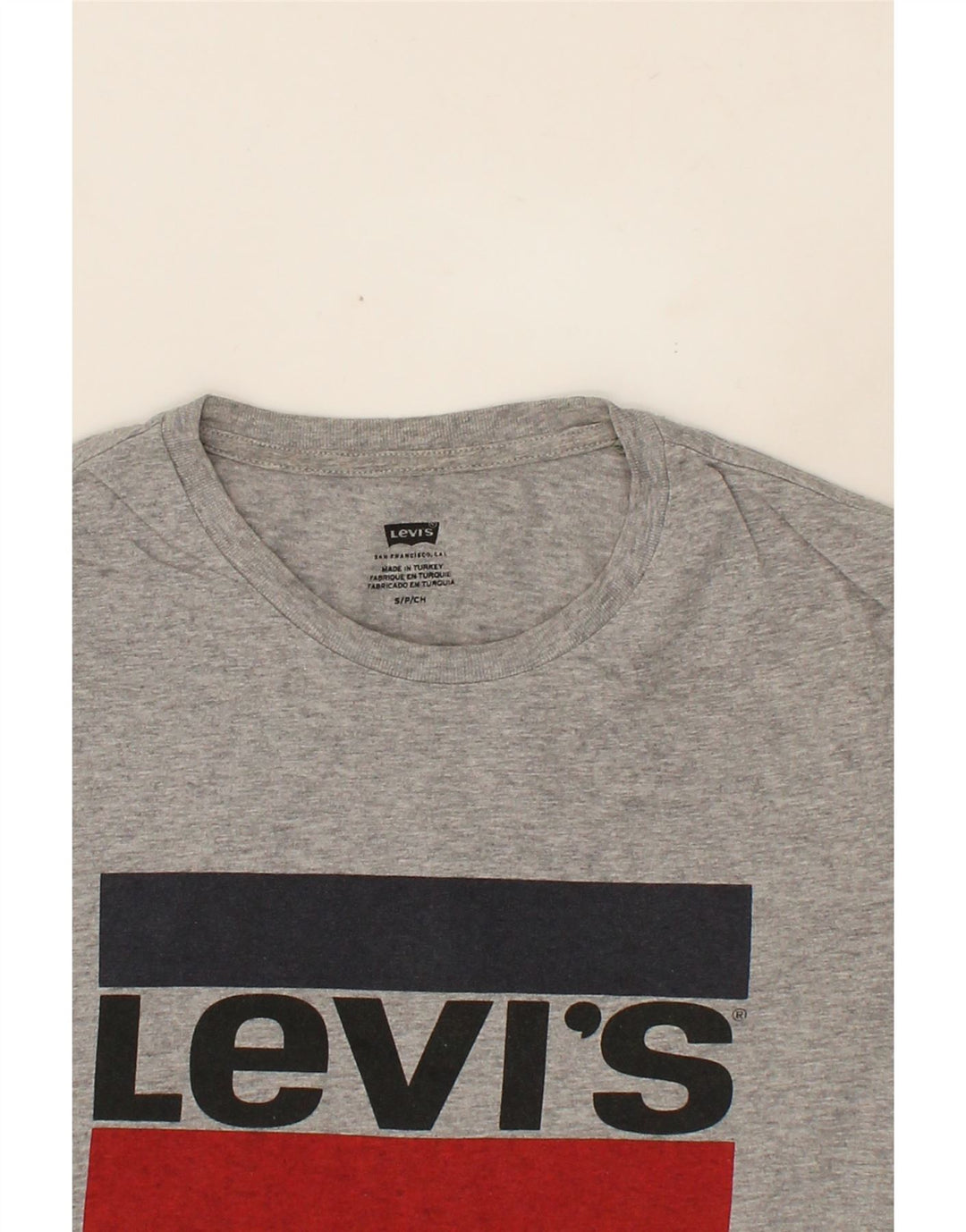 LEVI'S Mens Graphic T-Shirt Top Small Grey Cotton Vintage Levi's and Second-Hand Levi's from Messina Hembry 