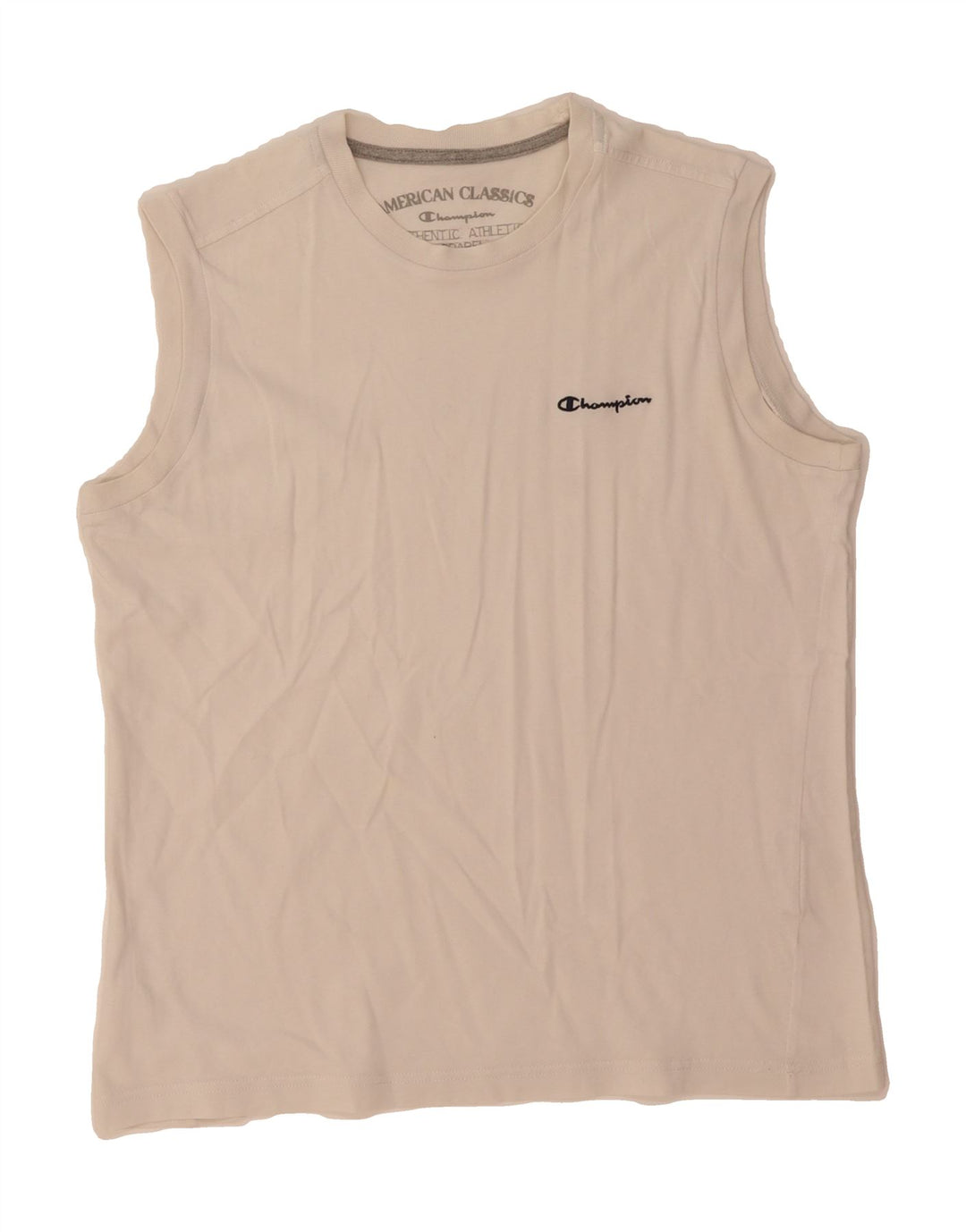 CHAMPION Mens Vest Top Medium Off White Cotton Vintage Champion and Second-Hand Champion from Messina Hembry 