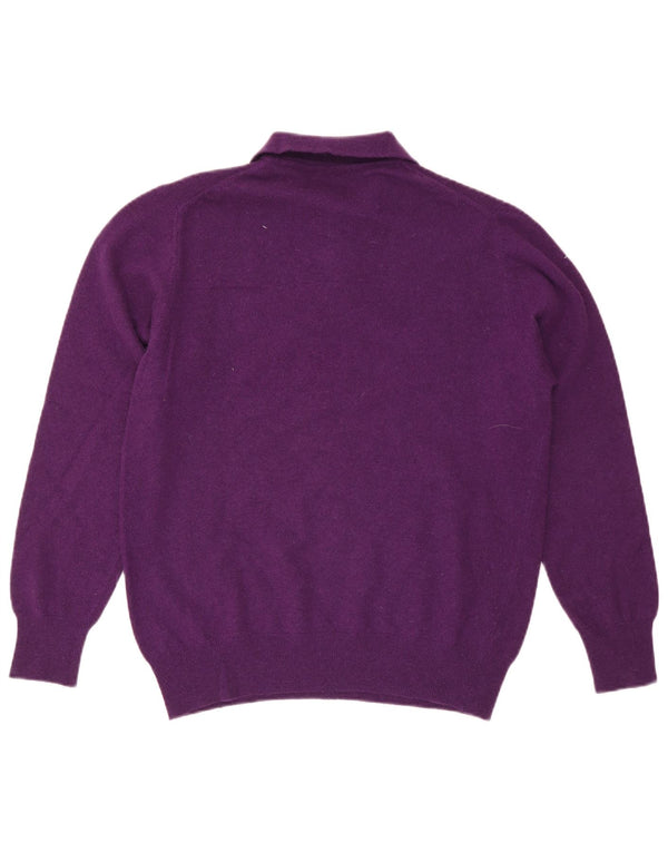 Męski sweter polo Benetton IT 52, duża fioletowa wełna