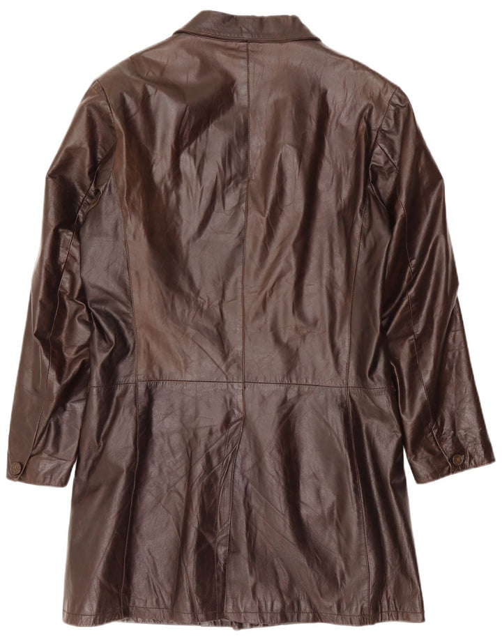 Męski płaszcz skórzany VINTAGE IT 54 2XL Brązowa skóra