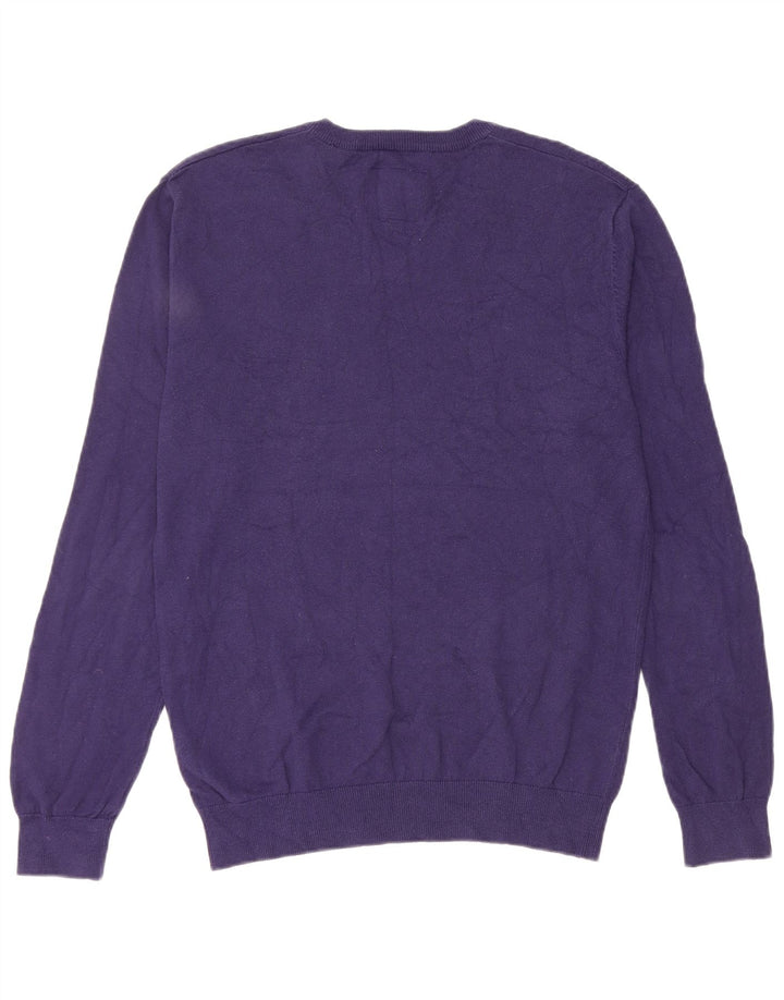 Jack Wills Męski sweter z dekoltem w kształcie litery V, średniofioletowy, bawełniany