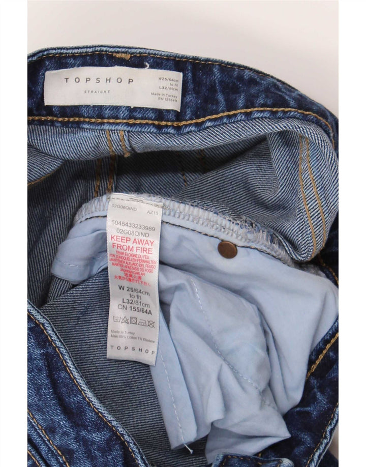 Damskie proste dżinsy Topshop W25 L26 Niebieskie bawełniane