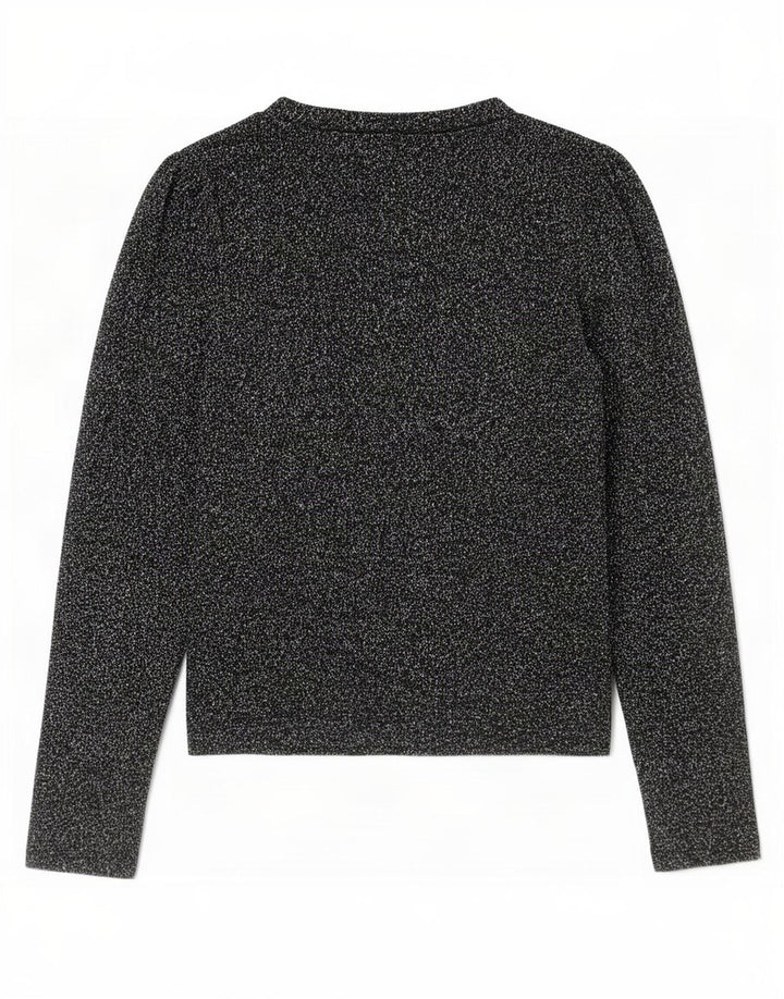 Damski top Zara z długim rękawem, UK 10, mały, czarny, nakrapiany poliester