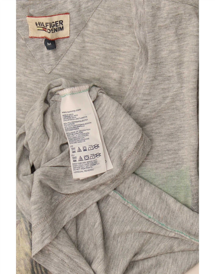 Męski T-shirt z grafiką Tommy Hilfiger, średni szary, nakrapiany poliester