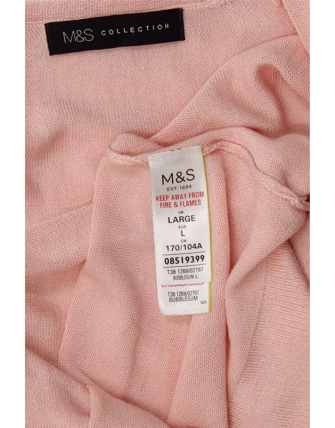 Marks & Spencer Damski długi sweter rozpinany UK 16, duży, różowy