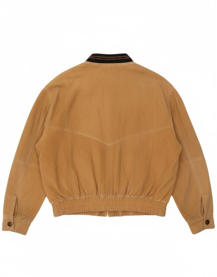 Vintage męska zamszowa kurtka bomber UK 42 XL beżowa skóra